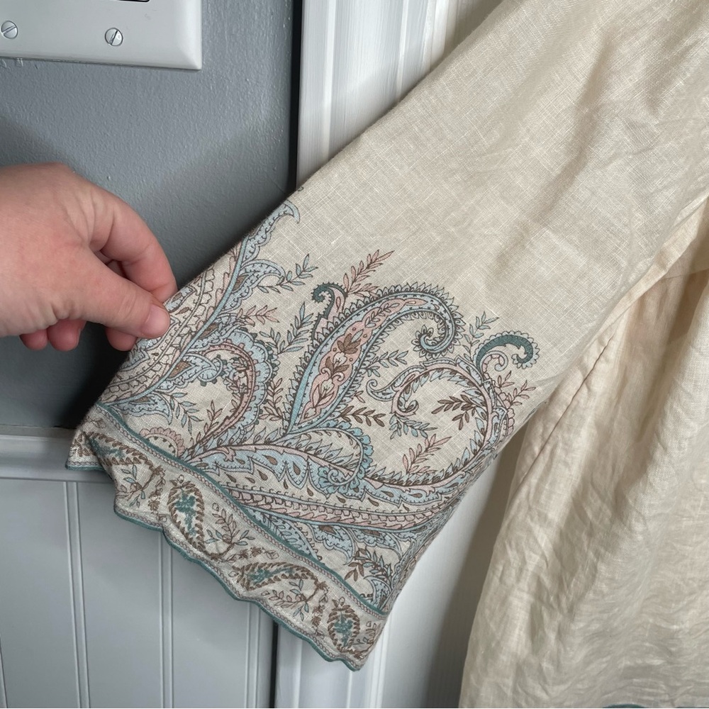 J. Jill Love Linen Ornate Paisley Bohemian Lagenlook Top in Barley Elegant XL - Picture 10 of 14